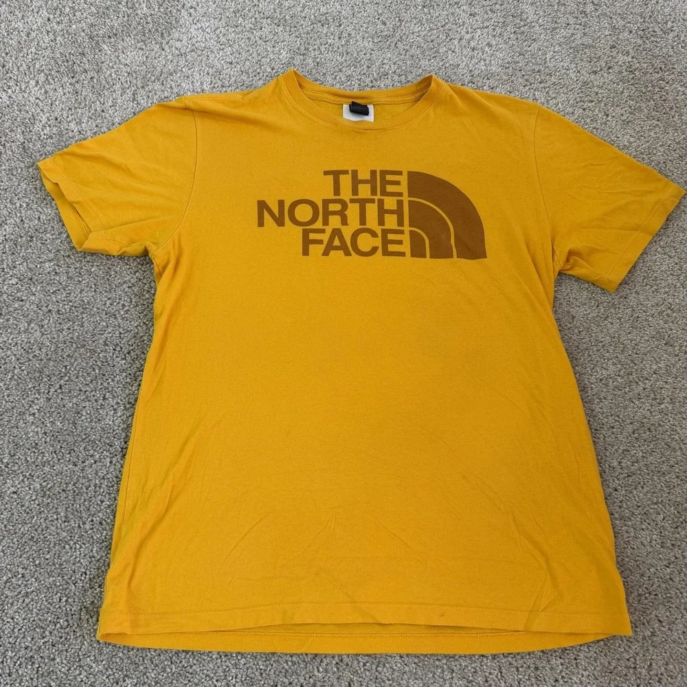 The North Face Shirt Mens Medium Yellow Graphic Logo Outdoor Tee T-Shirt